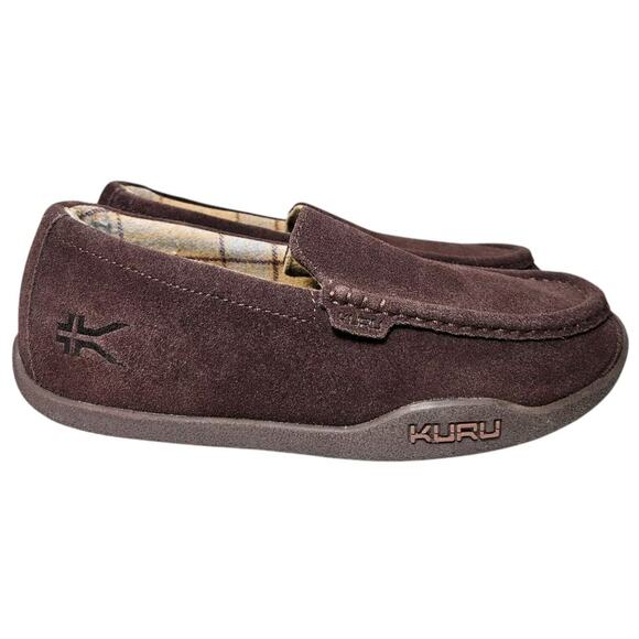 Kuru Loft Suede Shoes Brown Comfort Slip-On Moccasin House Slippers Mens 10 Med - Picture 1 of 14